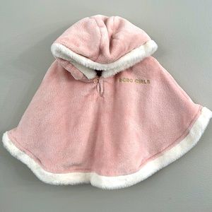 BCBG Pink Poncho with fur trim